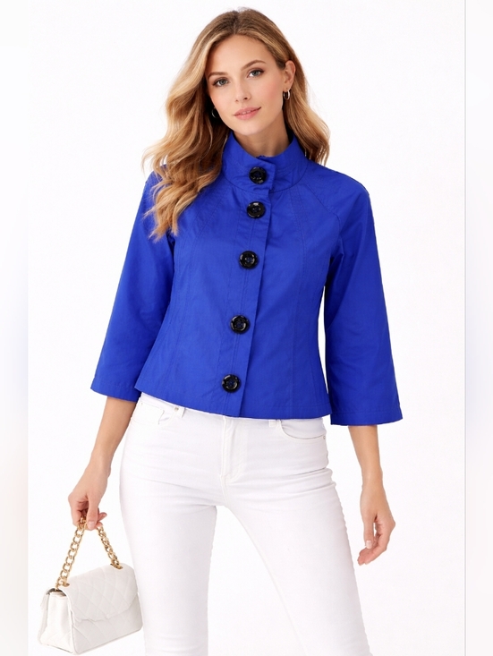 Black Rivet Jackets & Blazers - Black Rivet Coquette Short Flare Button-Front Jacket Cobalt Blue Small